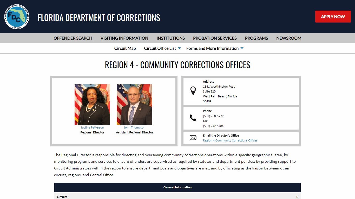 Florida Department of Corrections Region 4 Office